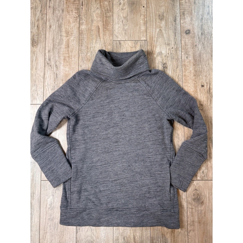 Lululemon To You Tunic Sweater Heathered Black Gray Size 6 Mock Neck Pockets